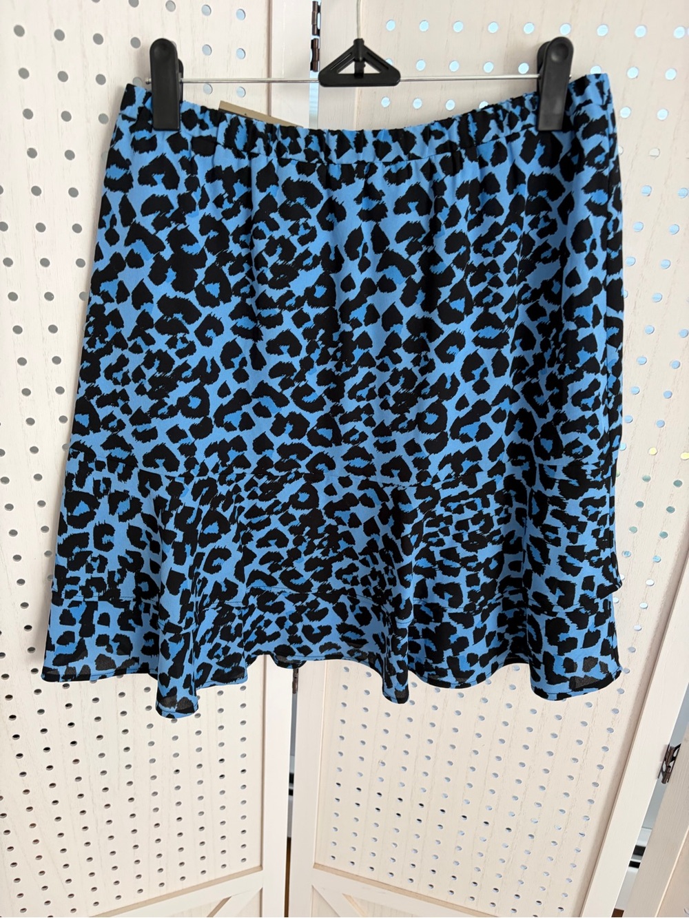 Banana Republic Blue and Black Leopard Print Tiered Skirt